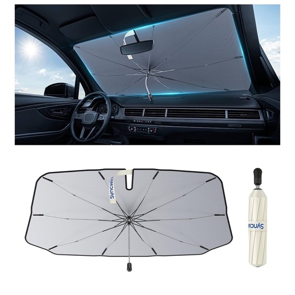 White Syncwire Car Windshield Sunshade Umbrella - Picture 7 of 8